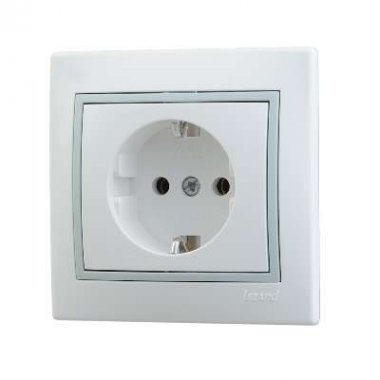 Lezard Розетка с/у 1гн. керамика с/з бел/сер Мира 701-0215-122 фото 1