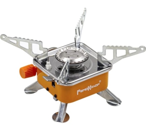 Мини-плита туристическая газовая к цанговому баллону, с пъезоподжигом,  квадратная 73-0-022 фото 1