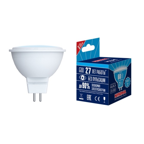 Лампа св/д Volpe NORMA  MR16 GU5.3 220V 7W 4000K матовая LED-JCDR-7W/4000K/GU5.3/38D/NR UL-00011188 фото 1