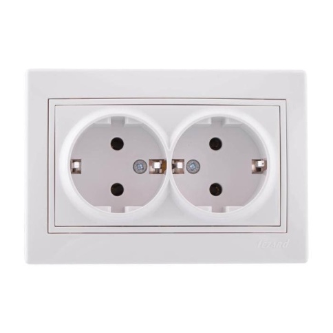 Lezard Розетка с/у 2гн. керамика с/з белый Мира 701-0202-127 фото 1