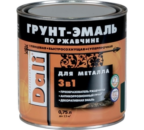 Грунт-эмаль по ржавчине зеленый 2л "DALI" фото 1