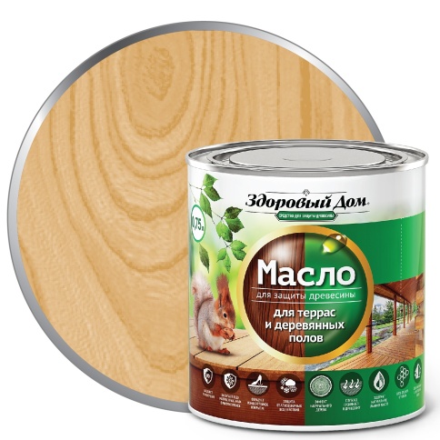 Здоровый Дом Масло для террас и деревянных полов Дуб 1,8л. фото 1