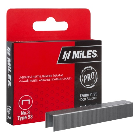 Ормис Скобы для степлера, тип 53, PRO, заострены, закалены, оинкованы, 12мм, 1000шт. (N3-12mm) фото 1