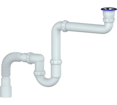 Y315 Сифон 11/2х40 под стиральную машину прямоточ.с гофрой 40х40х50 фото 1