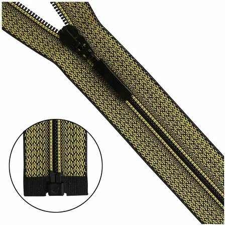 Молния "витая" Т6, 1 замок, 70см, декор.тесьма желто/черная фото 1