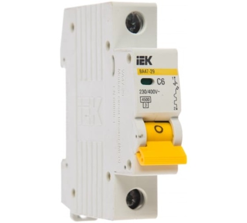 Выключатель автоматический 1-пол.  6A 4,5кА ВА47-29 х-ка С (ИЭК) фото 1