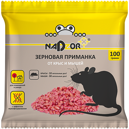 Средство от крыс и мышей 100гр. зерновая приманка фото 1
