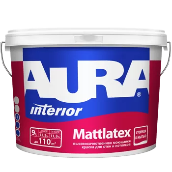 Краска моющаяся для стен и потолков "AURA MATTLATEX TR" 2,7л фото 1