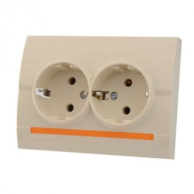 Lezard Розетка с/у 2гн. керамика с/з крем DERIY 702-0303-127 фото 1