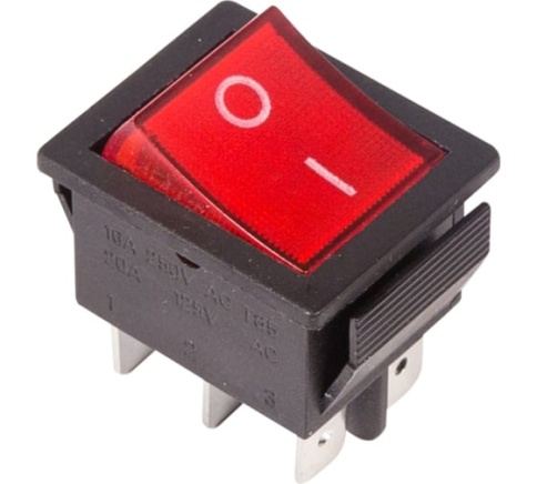 Выключатель клавишный 250В 15А (6C) ON-OFF красный с подсветкой Rexant 36-2350 фото 1