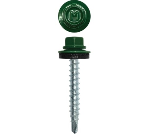 Шуруп кровельный оцинкованный 4,8х35 RAL6005 зеленый мох фото 1