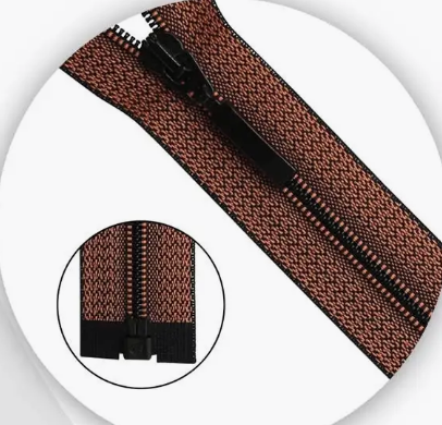 Молния "витая" Т6, 1 замок, 70см, декор.тесьма лососево/черная фото 1