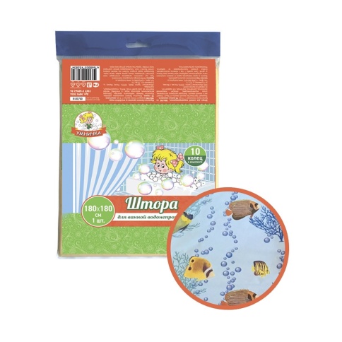 Штора для ванной ПЭТ 180х180см Коралловые рыбы"Умничка" фото 1