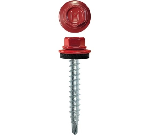 Шуруп кровельный оцинкованный 4,8х29 RAL3003 ярко-красный фото 1