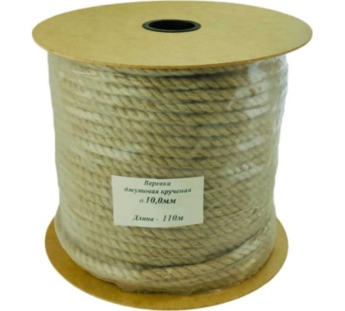 Веревка крученая джутовая 10мм (110м) фото 1
