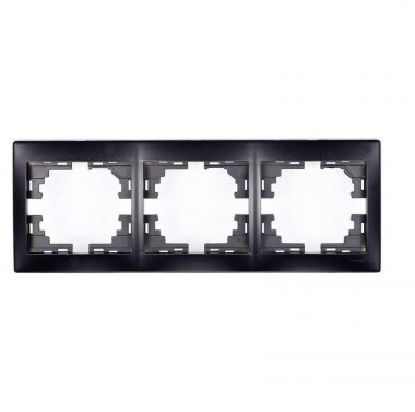 Lezard Рамка 3-ая горизонтальная чёрный бархат без вставки Мира 701-4200-148 фото 1