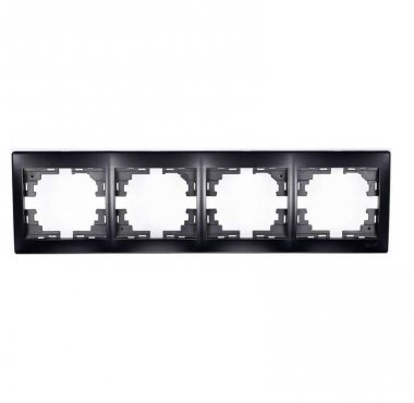 Lezard Рамка 4-ая горизонтальная чёрный бархат без вставки Мира 701-4200-149 фото 1