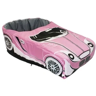 Матрасик для санок "Тяни-Толкай" машинка с попоной (розовый) фото 1