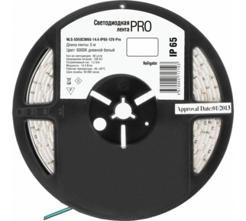 Navigator 71710 Лента СВД NLS-5050CW60-14.4-IP65-12V-Pro R5 14.4Вт/м (уп.5м) фото 1