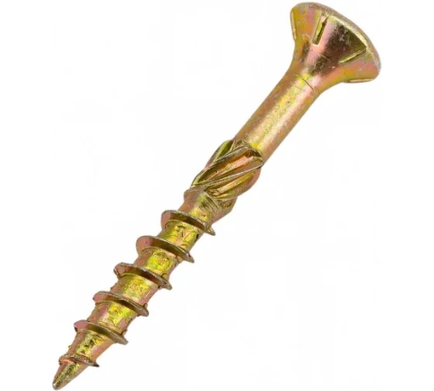Саморез конструкционный потай 3,5х30 желтый цинк фото 1