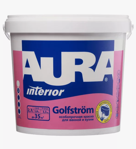 Особопрочная краска для стен и потолков "AURA COLFSTROM" 9л  тонируется по Eskarocolor фото 1