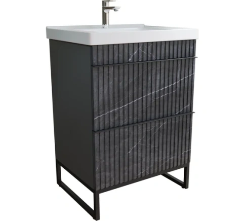 Тумба Окленд-60 Графит мрамор + раковина Грэйс 60 (546563) фото 1