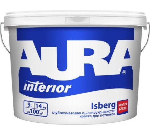 Глубокоматовая высокоукрывистая краска для потолков " AURA ISBERG" 9л" фото 1
