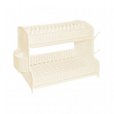 Сушилка для посуды двухярусная "ротанг" слон.кость 52*28,5*32,5см 212227 фото 1