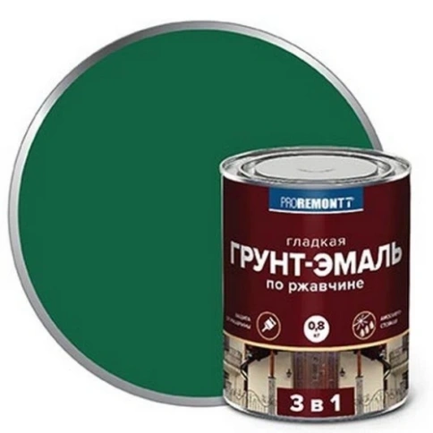 Грунт-эмаль 3 в 1 PROREMONTT зеленая 0,8 кг. фото 1