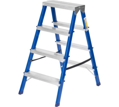 Стремянка стальная комбинированная, двухстороння, 4 ступени (63-0-124) фото 1