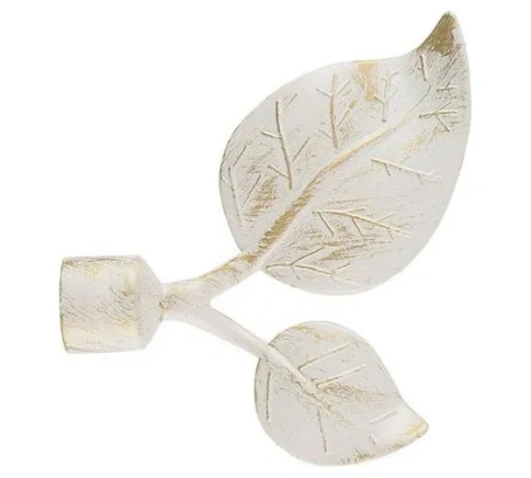 Наконечник "Лист" 16/19 мм, белое золото патина фото 1