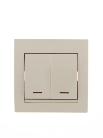 Lezard Выключатель с/у 2кл крем с подветкой DERIY 702-0303-112 фото 1