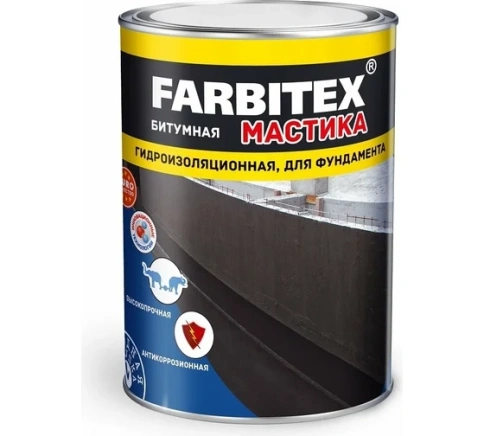 FARBITEX Мастика битумная гидроизоляционная 4кг фото 1