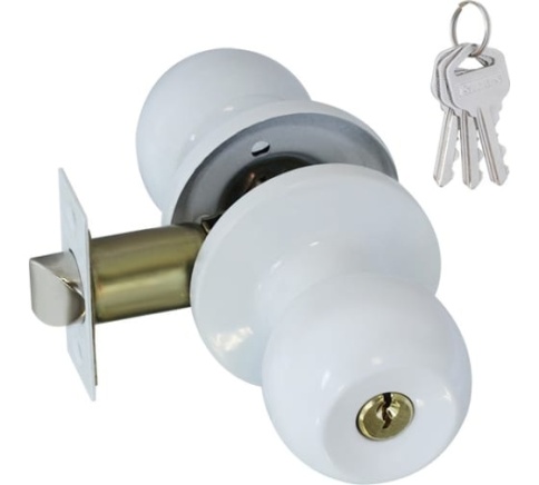 Защелка межкомнатная ЗШ-01 (белый) (ключ/фиксатор) фото 1