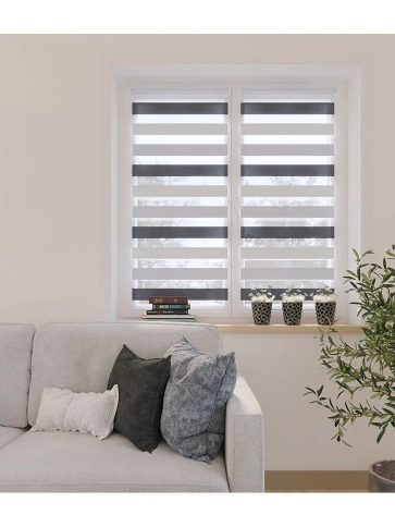 Рулонная штора День-Ночь 60*160 серо-белый фото 1