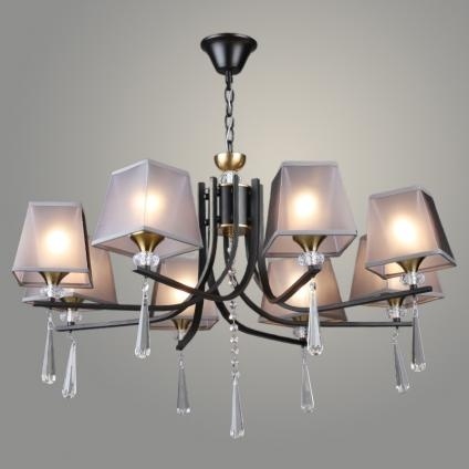 Люстра NH6444/8 BK+COP черный/медь/дымчатый абажур Е27 фото 1