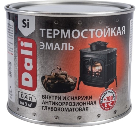 DALI Эмаль термостойкая черная 0,4 л  фото 1