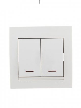 Lezard Выключатель с/у 2кл белый с подветкой DERIY 702-0202-112 фото 1