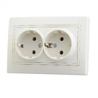 Lezard Розетка с/у 2гн. керамика с/з крем Мира 701-0303-127 фото 1