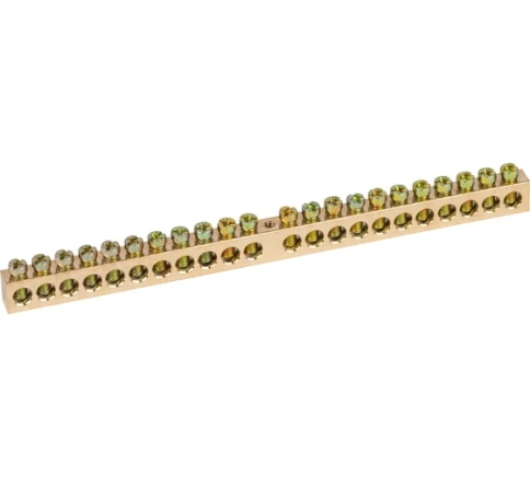 Шина PEN "земля-ноль" 6х9мм 12 отвер. латунь /крепеж по центру фото 1