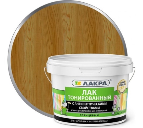 Лакра Лак в/д тонированный Дуб 2,5кг. фото 1