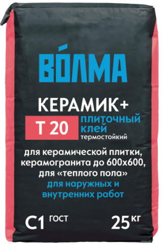 Клей для плитки "Волма-керамик ПЛЮС" С1 Т20 25 кг. фото 1