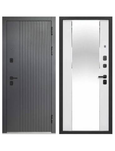 Дверь мет. Тайга 9см 2МДФ Зеркало 860, левая фото 1