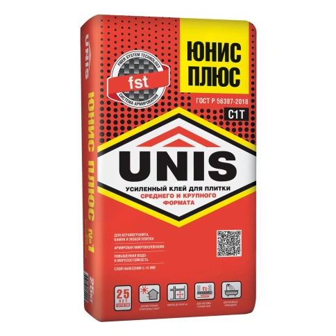 Клей для плитки "Unis ПЛЮС" 25 кг. фото 1