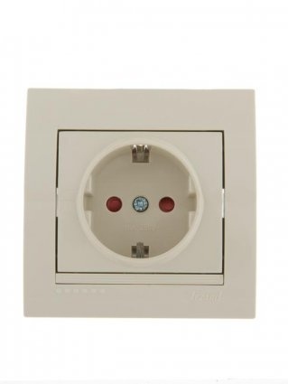 Lezard Розетка с/у 1гн. керамика с/з крем с защитой от детей DERIY 702-0303-124 фото 1