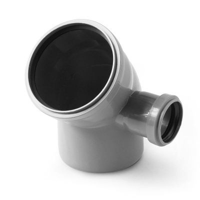 Отвод для внутр.канализации ПРОАКВА 110 угол 45 с выходом на 50 правый  фото 1