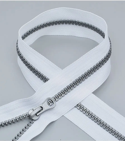 Молния "Трактор"№5, серое звено,55см, белая фото 1