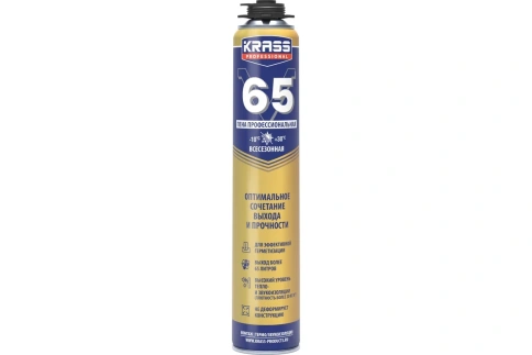 Пена монтажная KRASS Professional V65 проф всесезонная 0,82л (РБ) фото 1