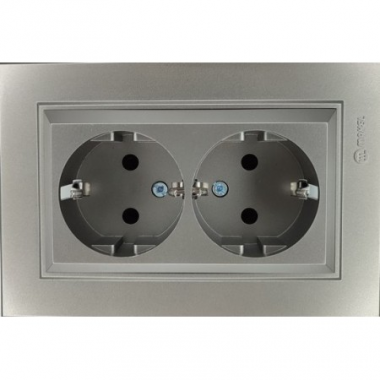 Lezard Розетка СП 2гн. с/з серый матов.  ZIMA 704-7400-127BQC фото 1