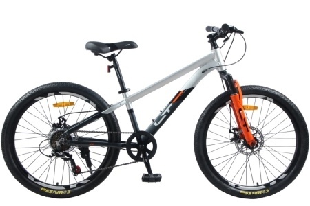 Велосипед 24" LTBIKE BULLET, алюминий, рама 12", 7-ск, диск, серый/серебристый А24018 фото 1